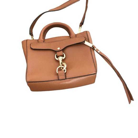 REBECCA MINKOFF Leather Strap MINI Crossbody Dog Clip Handbag Chestnut Brown - Picture 4 of 12